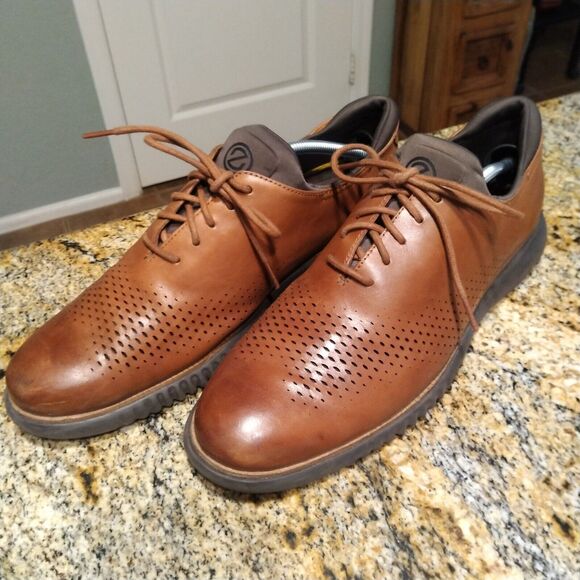 Cole Haan Men's 2.ZeroGrand Lined Laser Wingtip Oxford Brown C25351 Sz 12M EUC - Picture 1 of 12